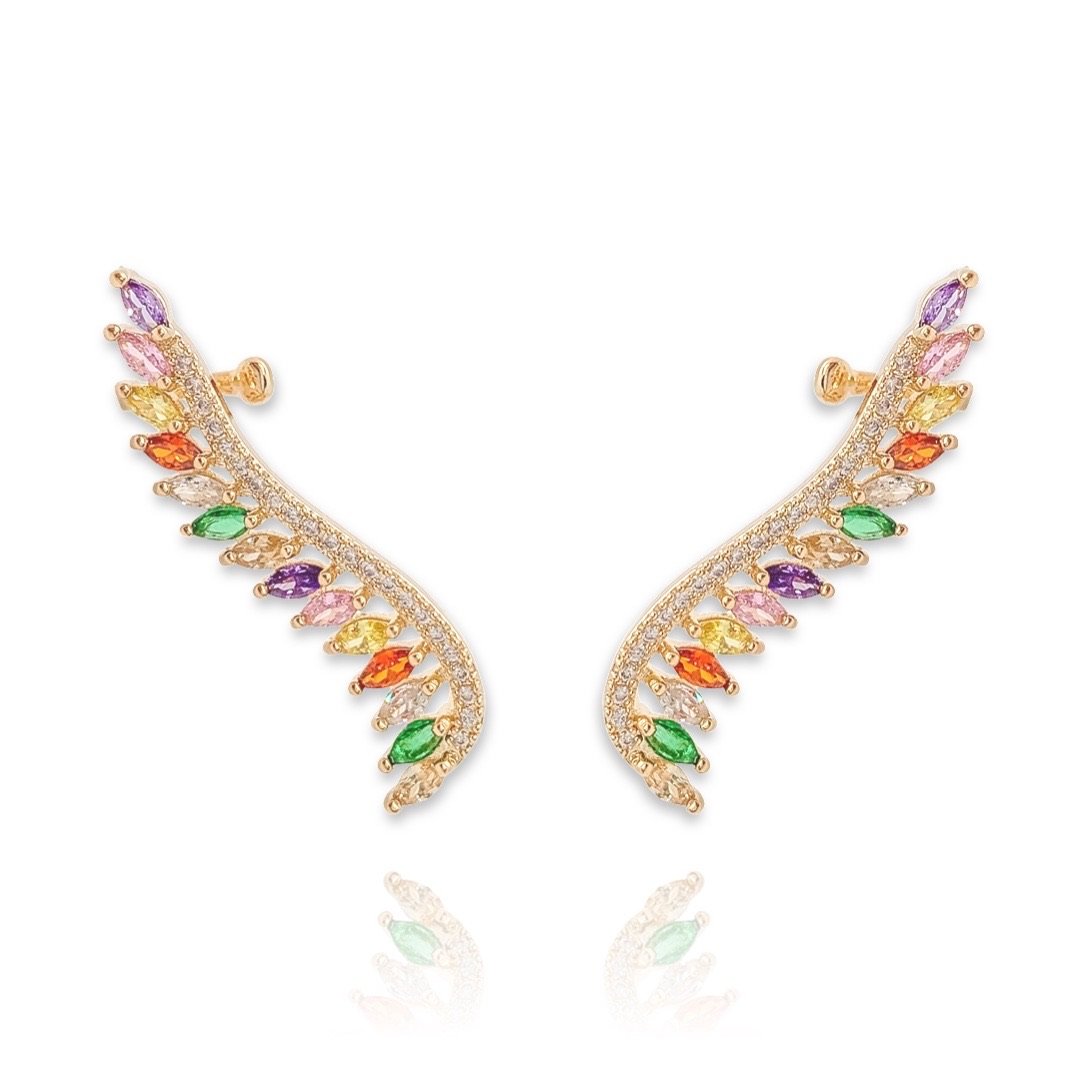 Ear Cuff Wings M Rainbow Dourado