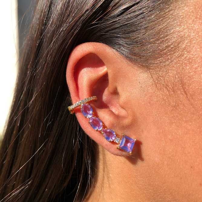 Ear Cuff Luxo 2022 Ametista Dourado