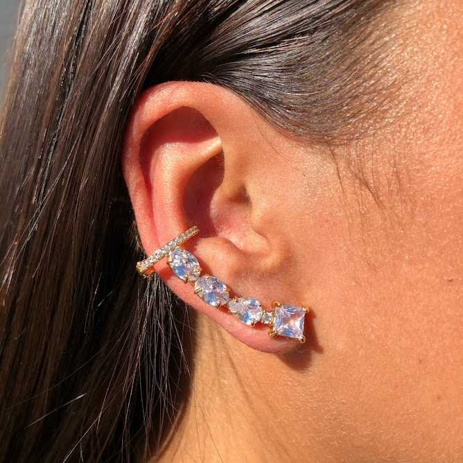 Ear Cuff Luxo 2023 Cristal Dourado