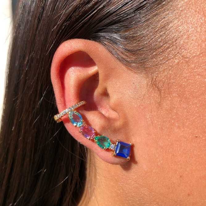 Ear Cuff Luxo 2023 Rainbow Dourado