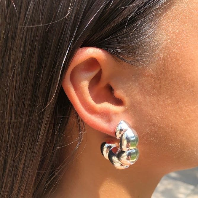 Argola Puff Espiral Lisa Prateada