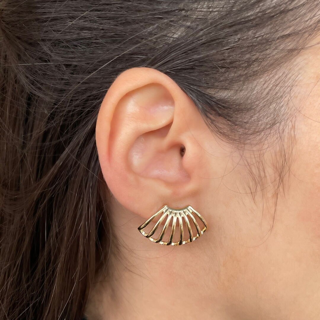 Brinco Ear Jacket 8 Fios Lisos Dourado
