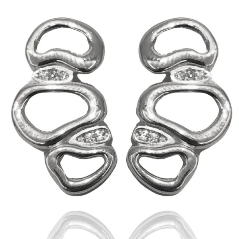 Brinco Triplo Orvalho Organico Com 5 Zircs Mon Amour Prateado