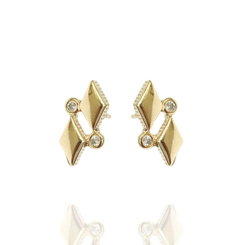 Brinco Fixo Baby Allure Com 2 Zircs Dourado