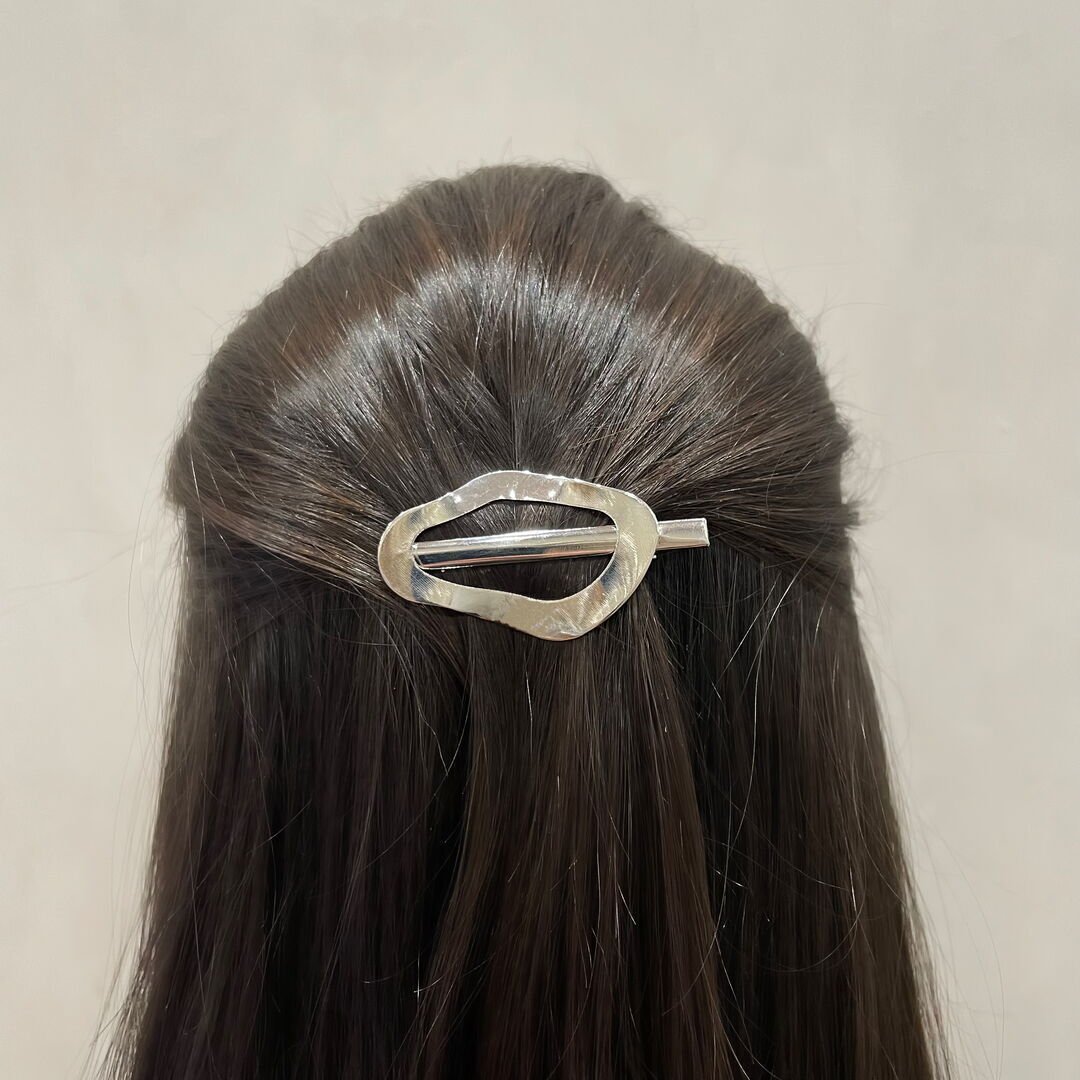 Hair Clip Orgânico Vazado P Liso Prateado