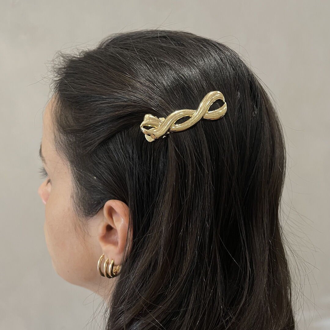 Hair Clip ZigZag Liso Dourado