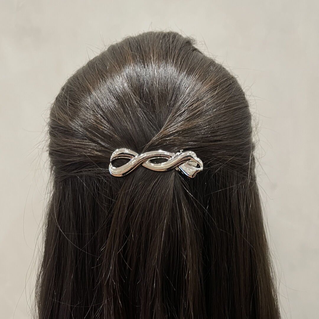 Hair Clip ZigZag Liso Prateado