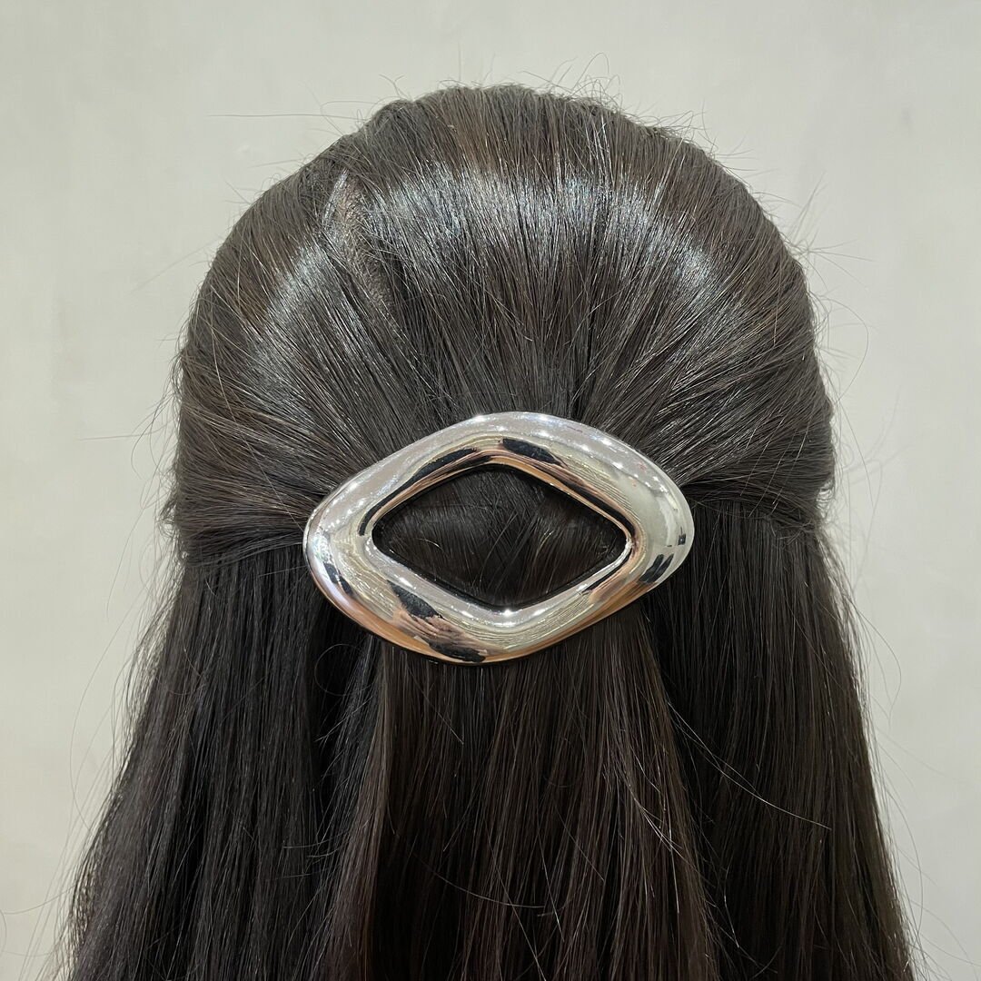 Hair Pin Losango Vazado Liso Prateado