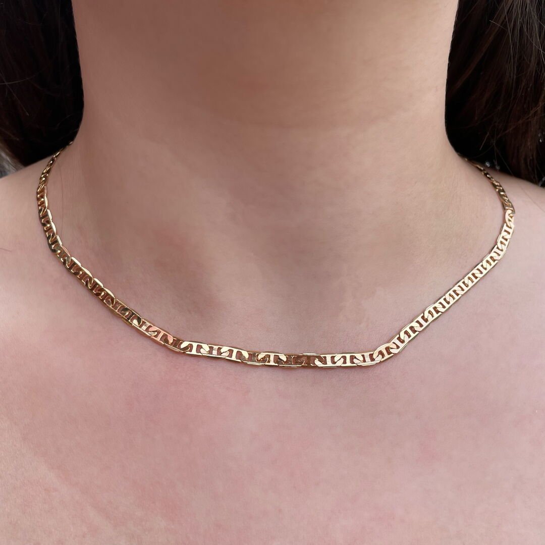 Colar Piastrine 45cm Dourado