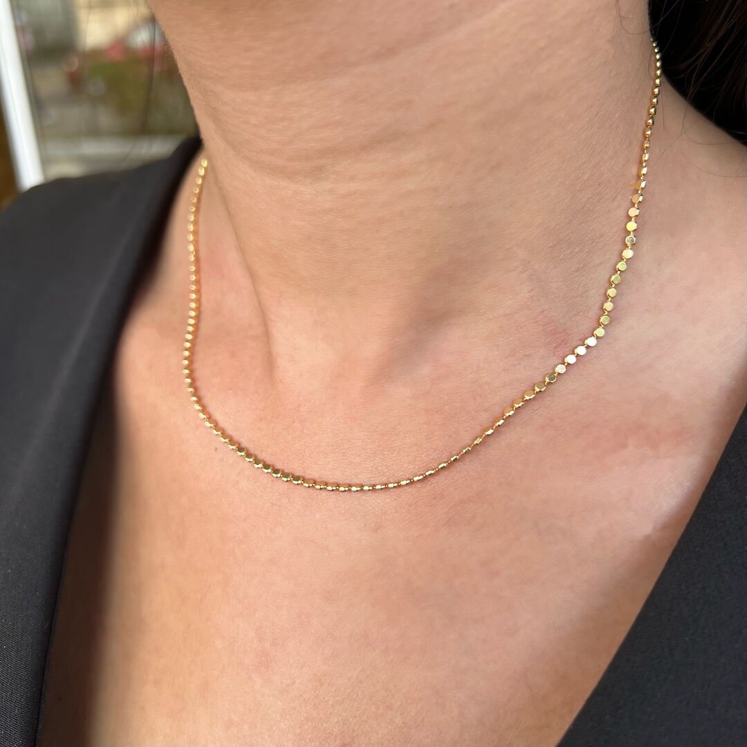 Choker Bolinha Achatada Lisa Dourado