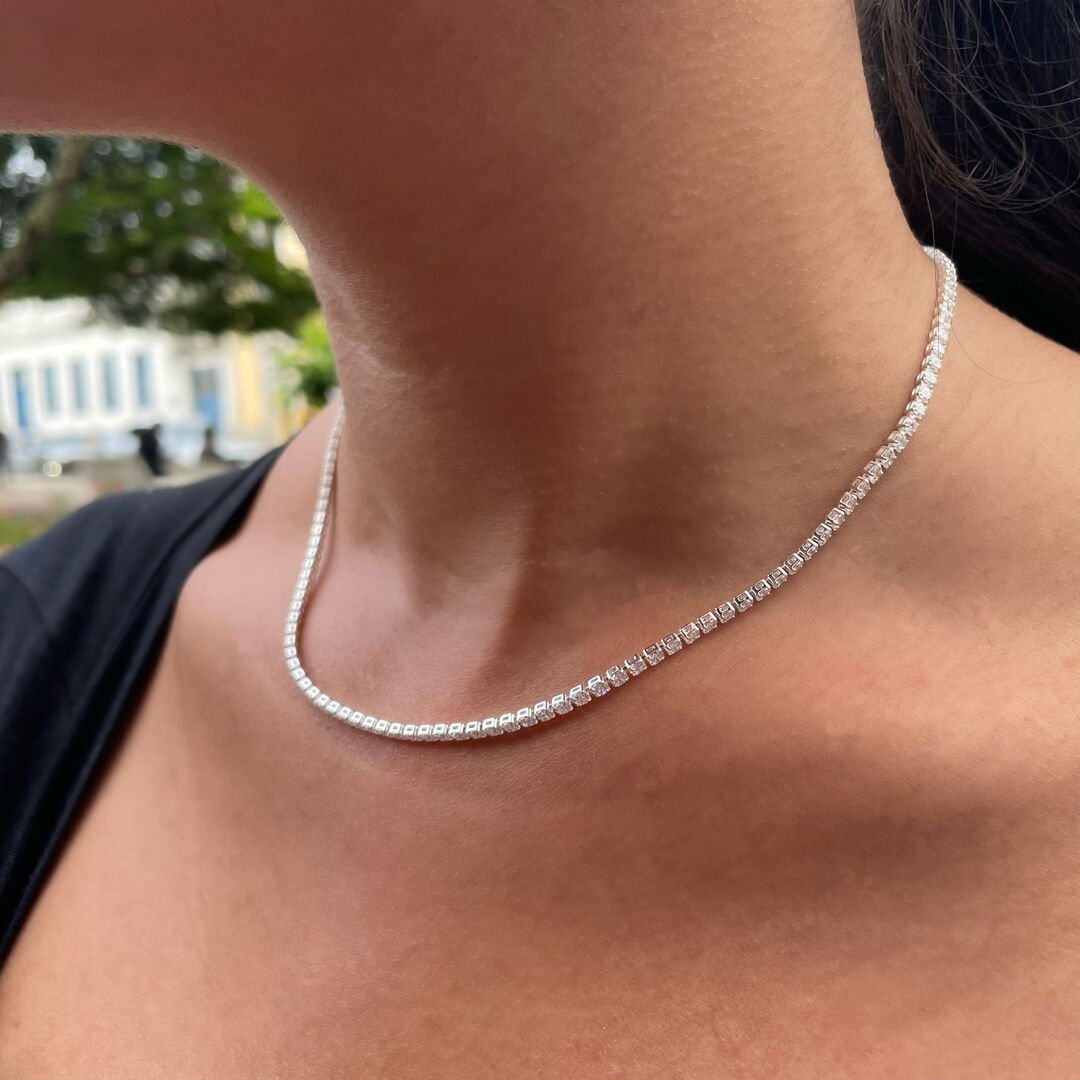 Choker Riviera 2mm Cristal Prateada
