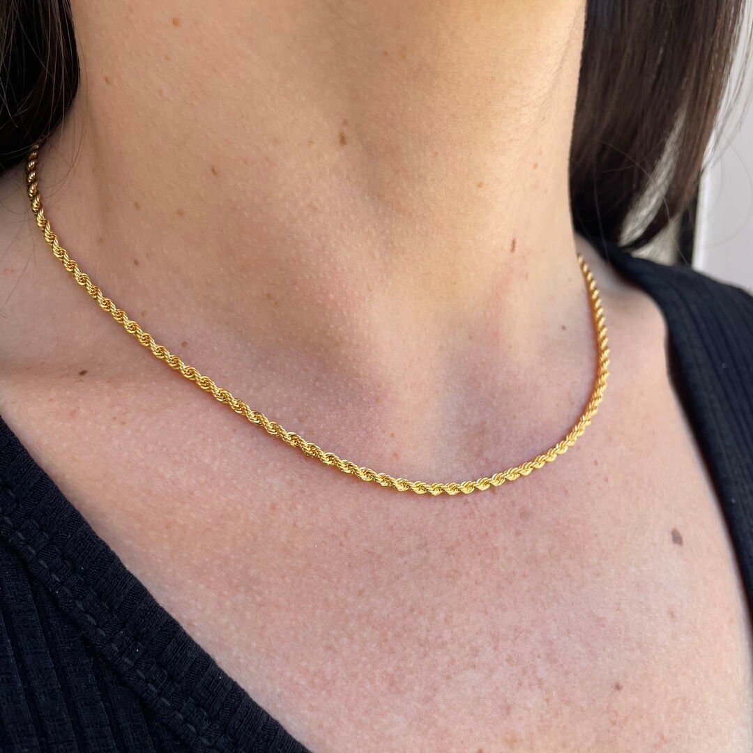 Choker Cordão Baiano 2mm Liso Dourado