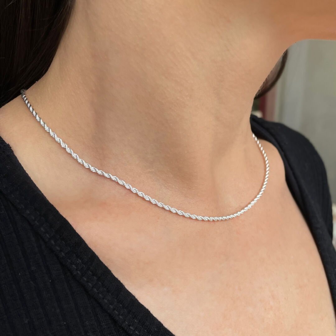 Choker Cordão Baiano 2mm Liso Prateado