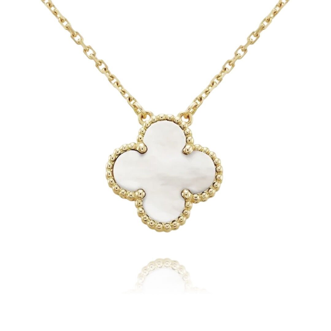 Colar Trevo c/ 1 Pingente Madre Dourado