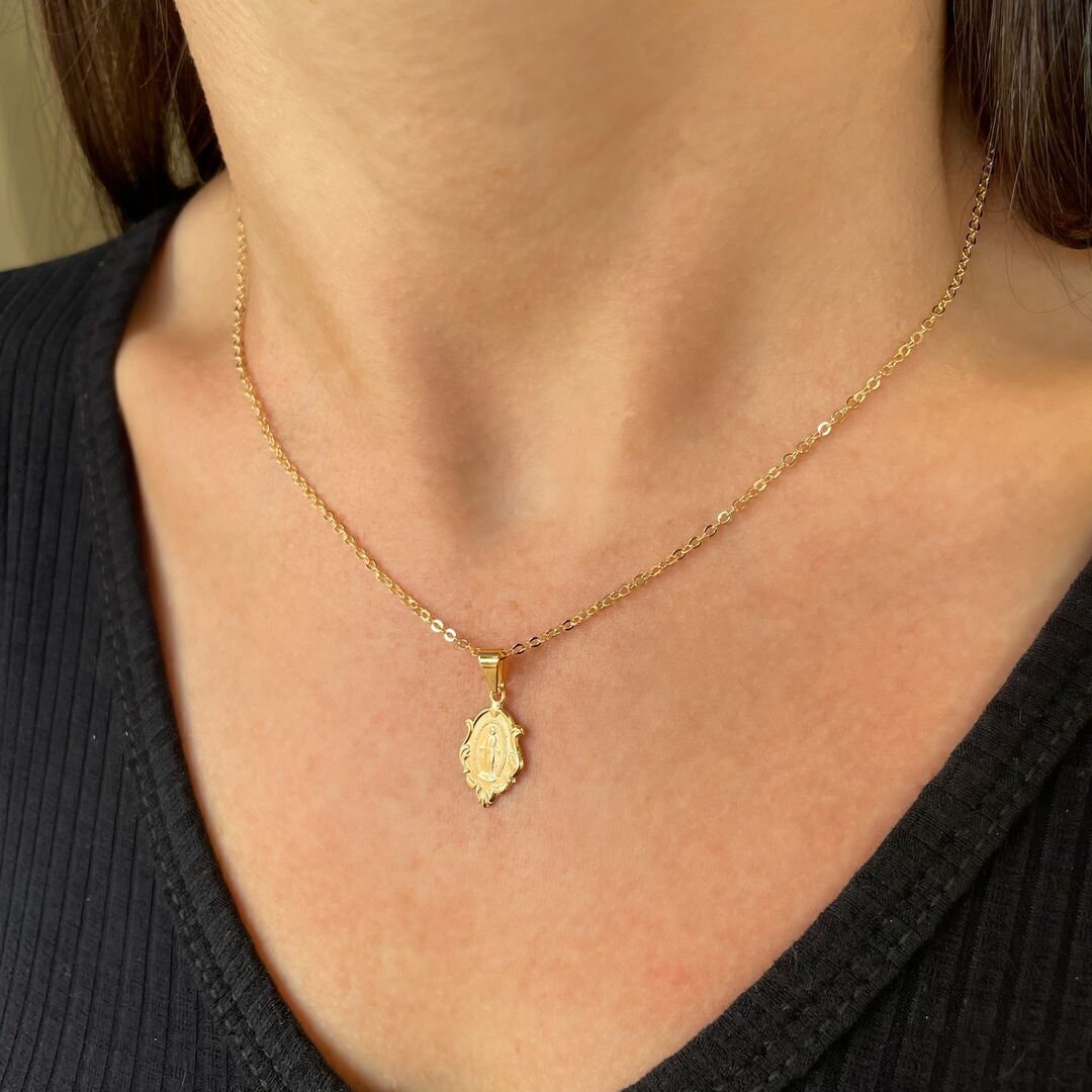 Colar Nossa Senhora das Graças Liso Dourado