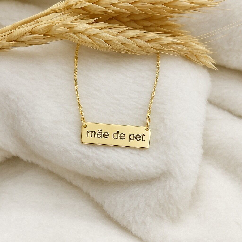 Colar de Plaquinha 2,5 x 0,7 Liso Dourado