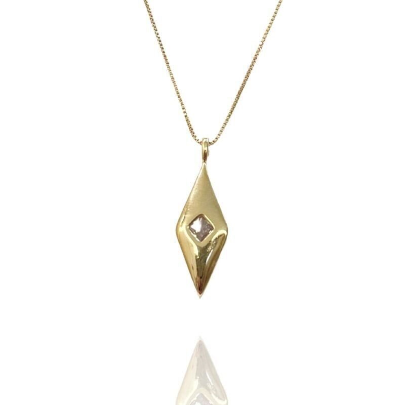 Colar Longo Losango Zirc Central Allure Dourado