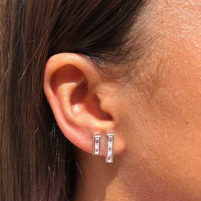 Duo Palito Baguete Cristal Prateado