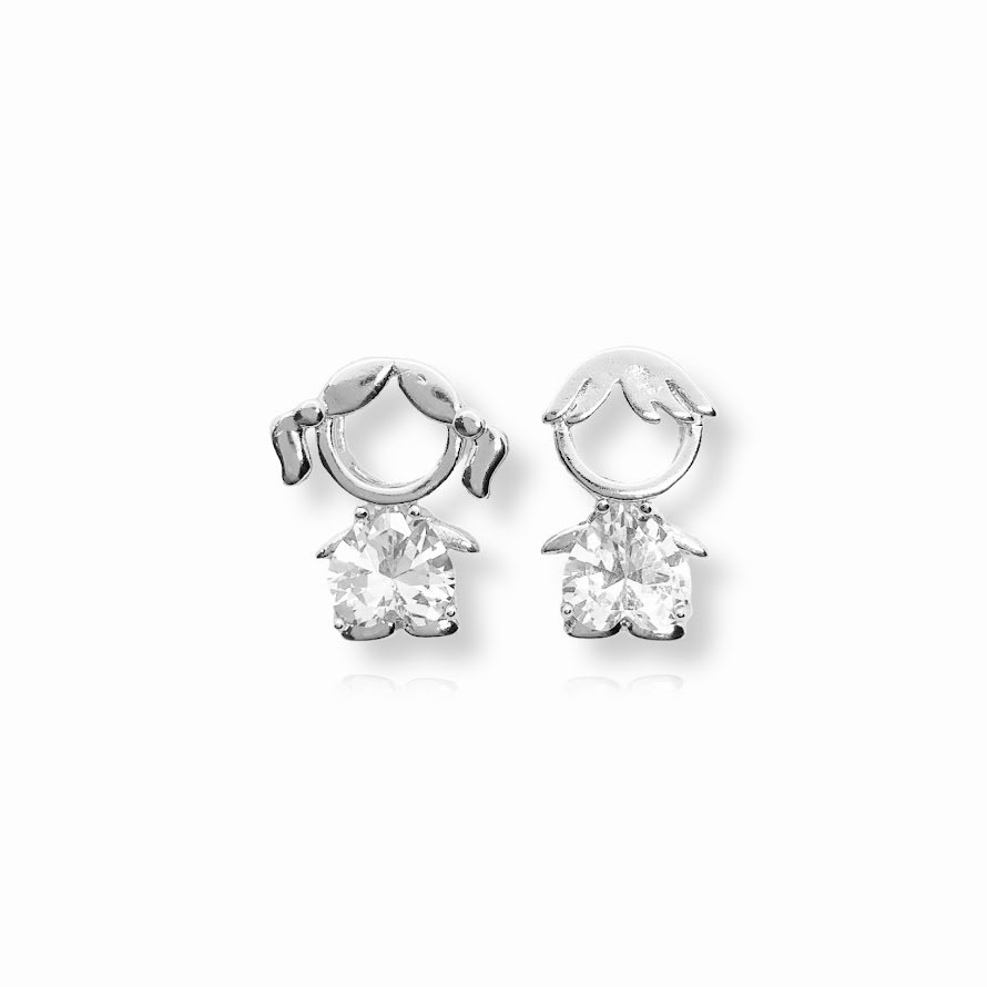 Pingente De Filhos Casal Cristal Prateado