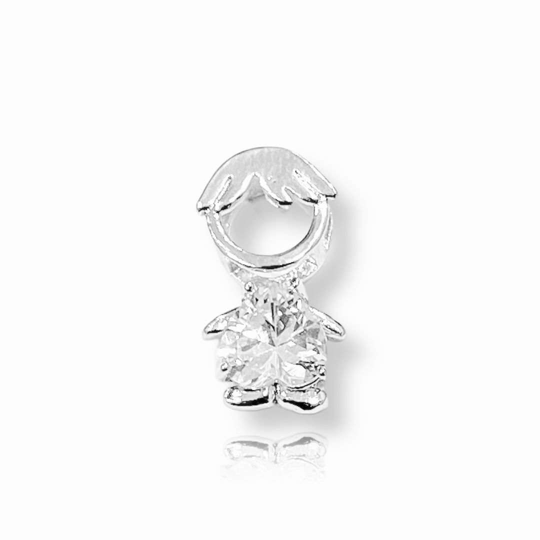 Pingente De Menino Cristal Prateado