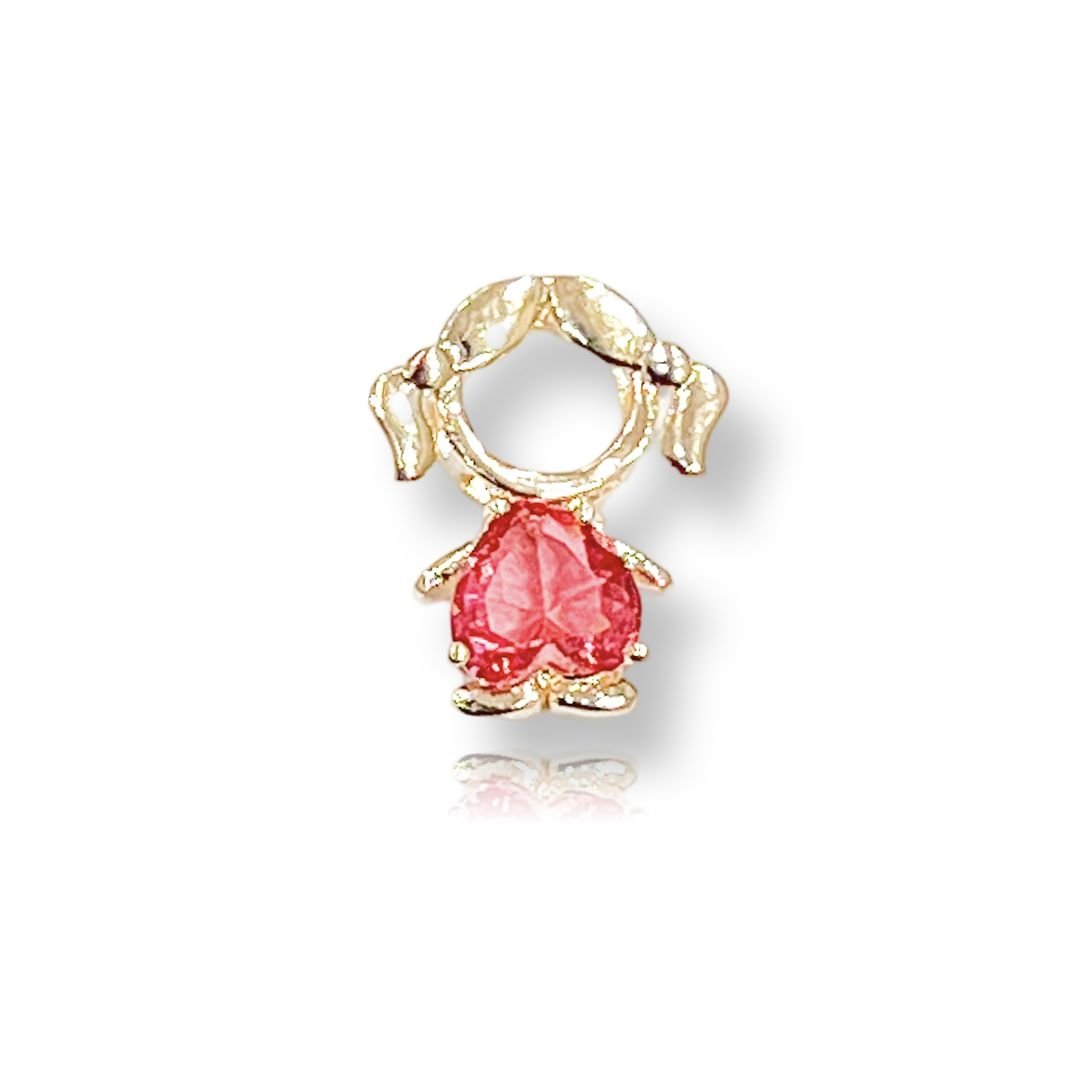 Pingente De Menina Vermelho Dourado