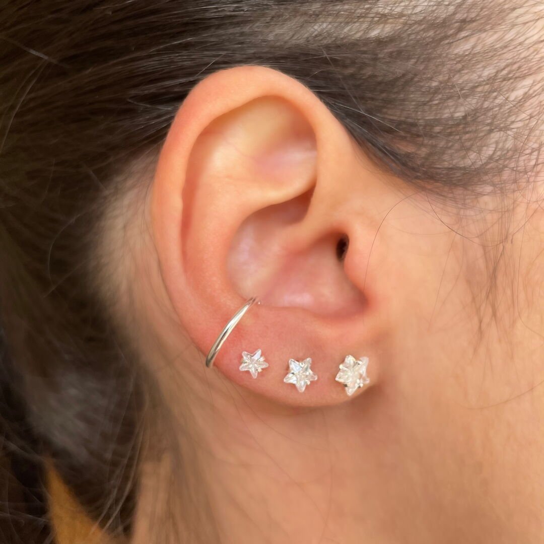 Piercing Fake Liso Fino Prateado