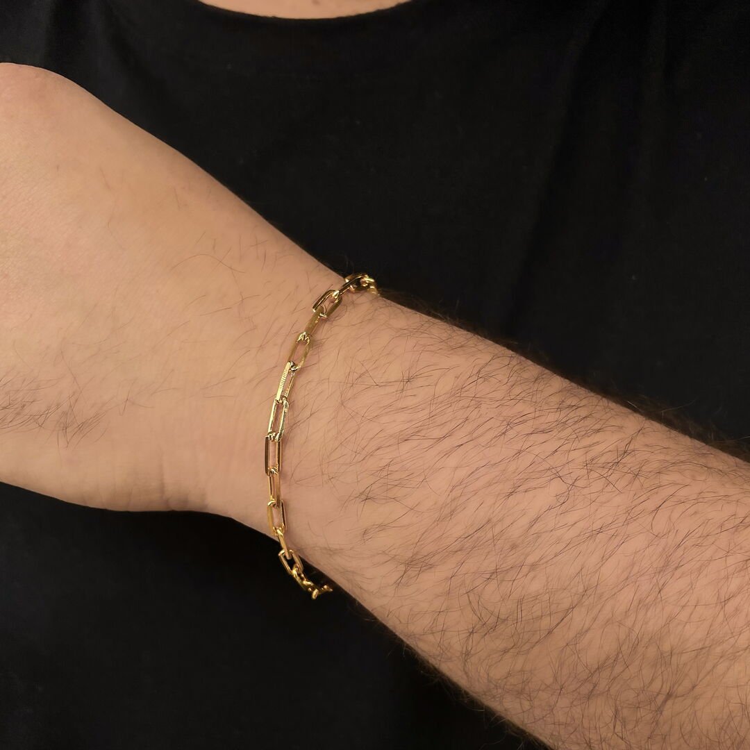 Pulseira Masculina Elo Cart M+ Dourada