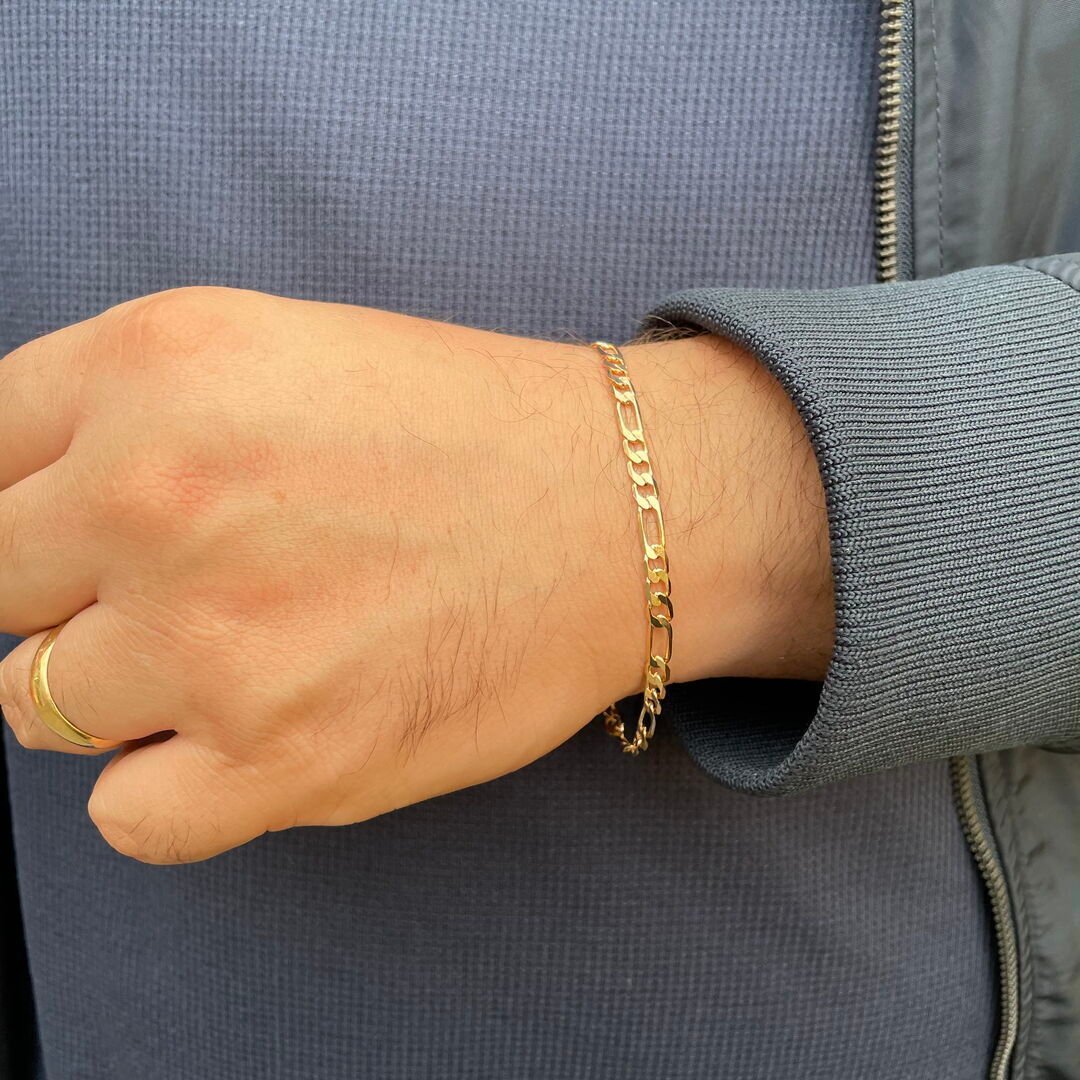 Pulseira Elo 3x1 Média Lisa Dourada