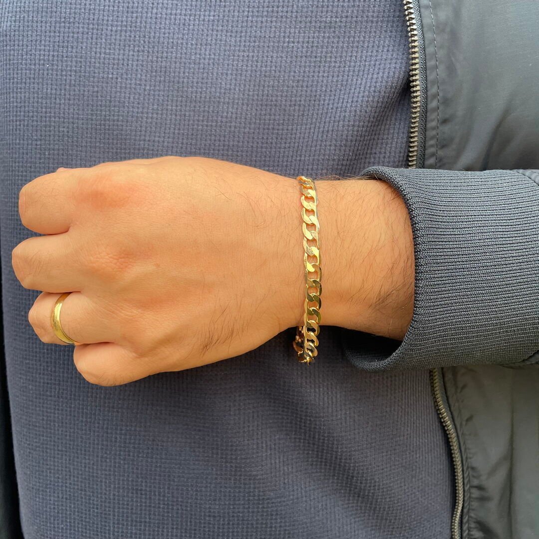 Pulseira Elo Grumet GG Luxo Lisa Dourada