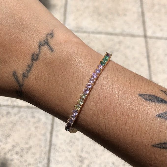 Pulseira Riviera 3 Pontas Rainbow Dourado