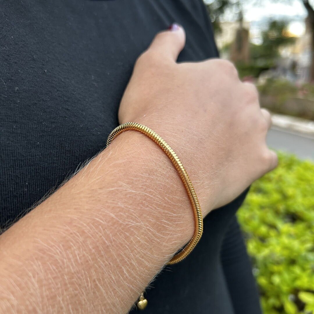 Pulseira Corrente Para Berloques Liso Dourado