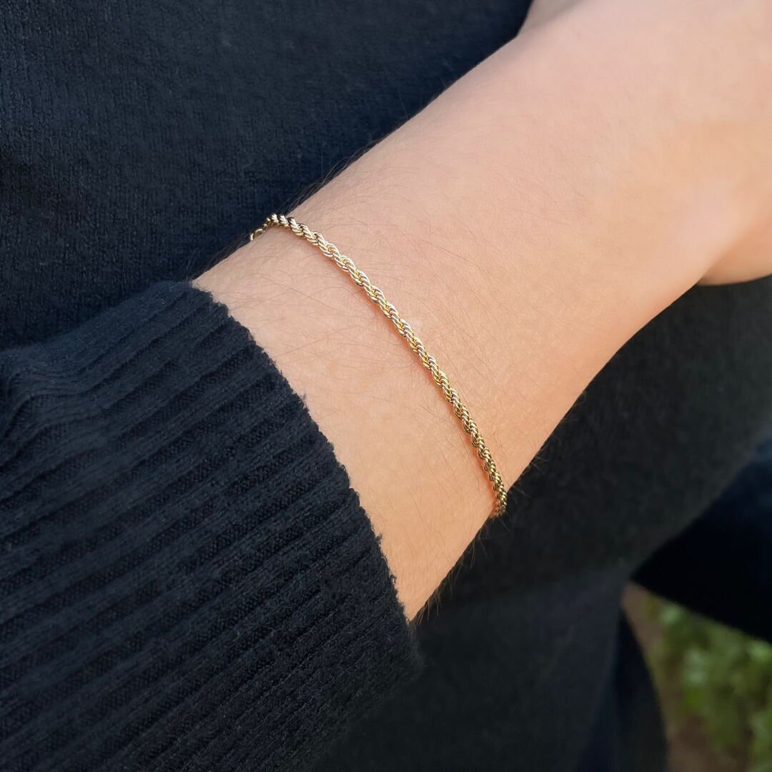 Pulseira Cordão Baiano 2mm 2024/2 Lisa Dourada