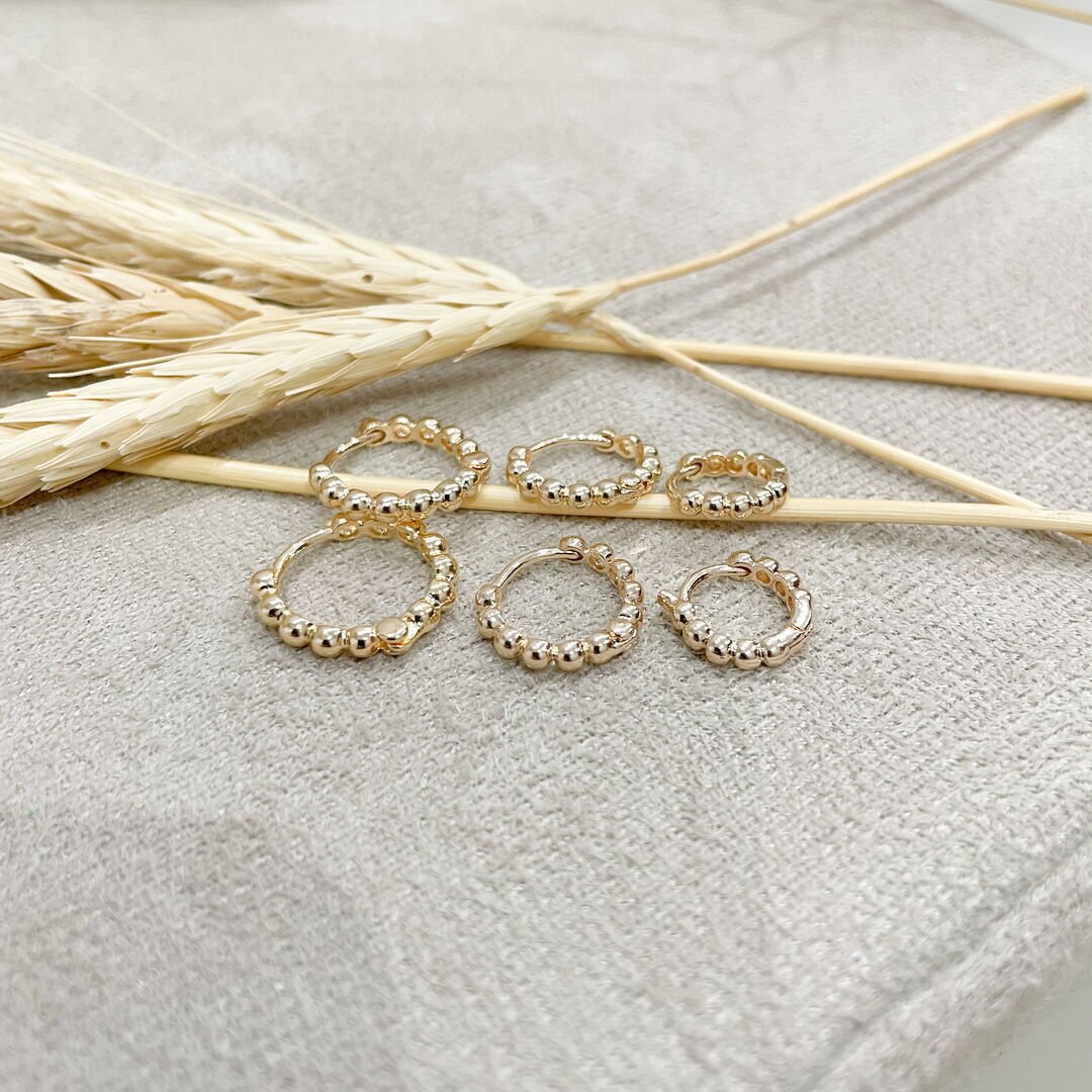 Trio de Argola de Bolinhas Lisa Dourado